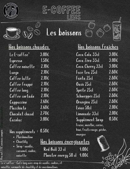 Tarifs boissons
